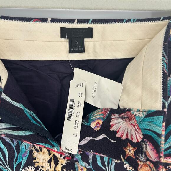 NWT J.Crew Patio Pant F3708 “Under‑the‑Sea” Ratti Print Capris, Size 0 - Picture 3 of 4